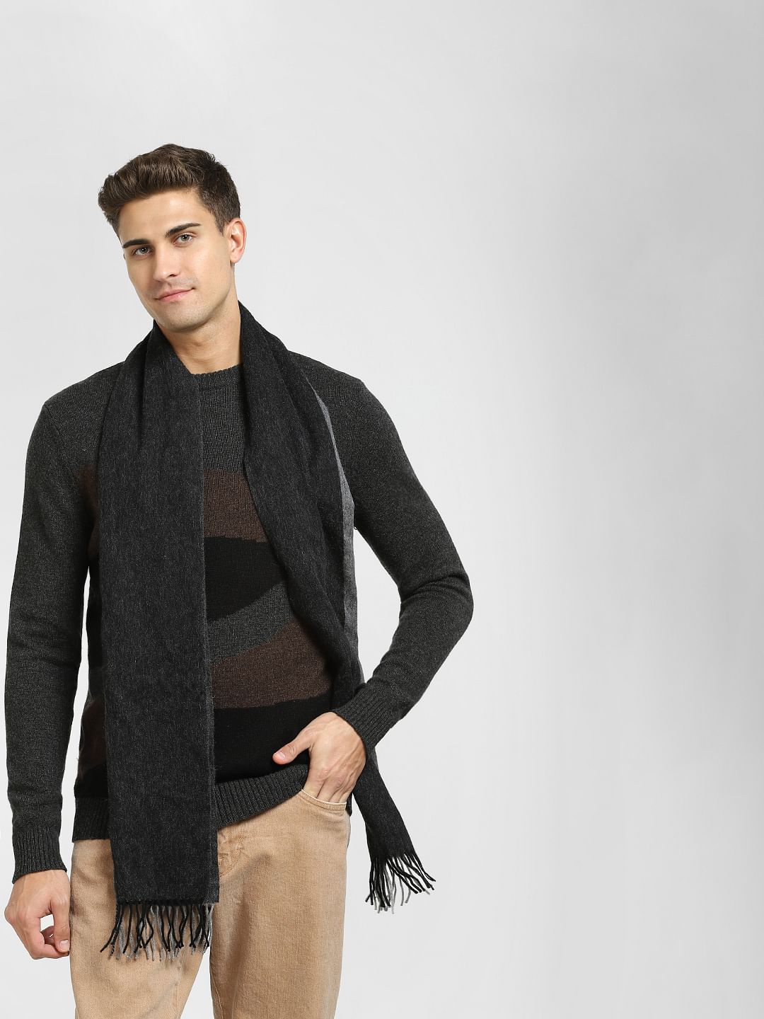 Dark Grey Printed Pullover