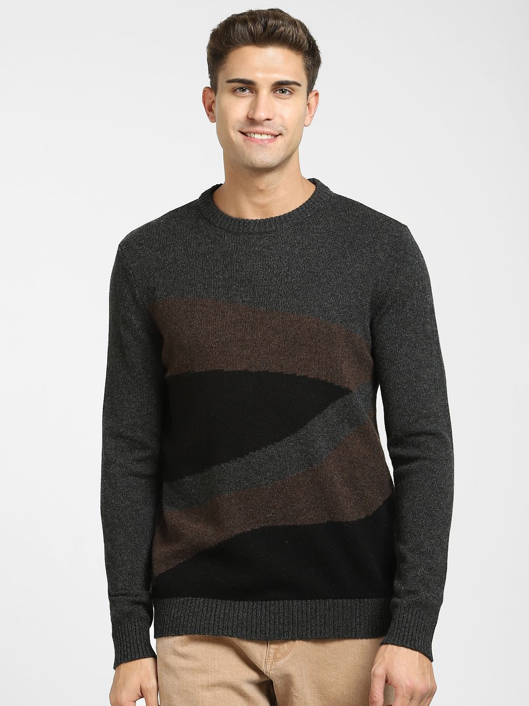 Dark Grey Printed Pullover