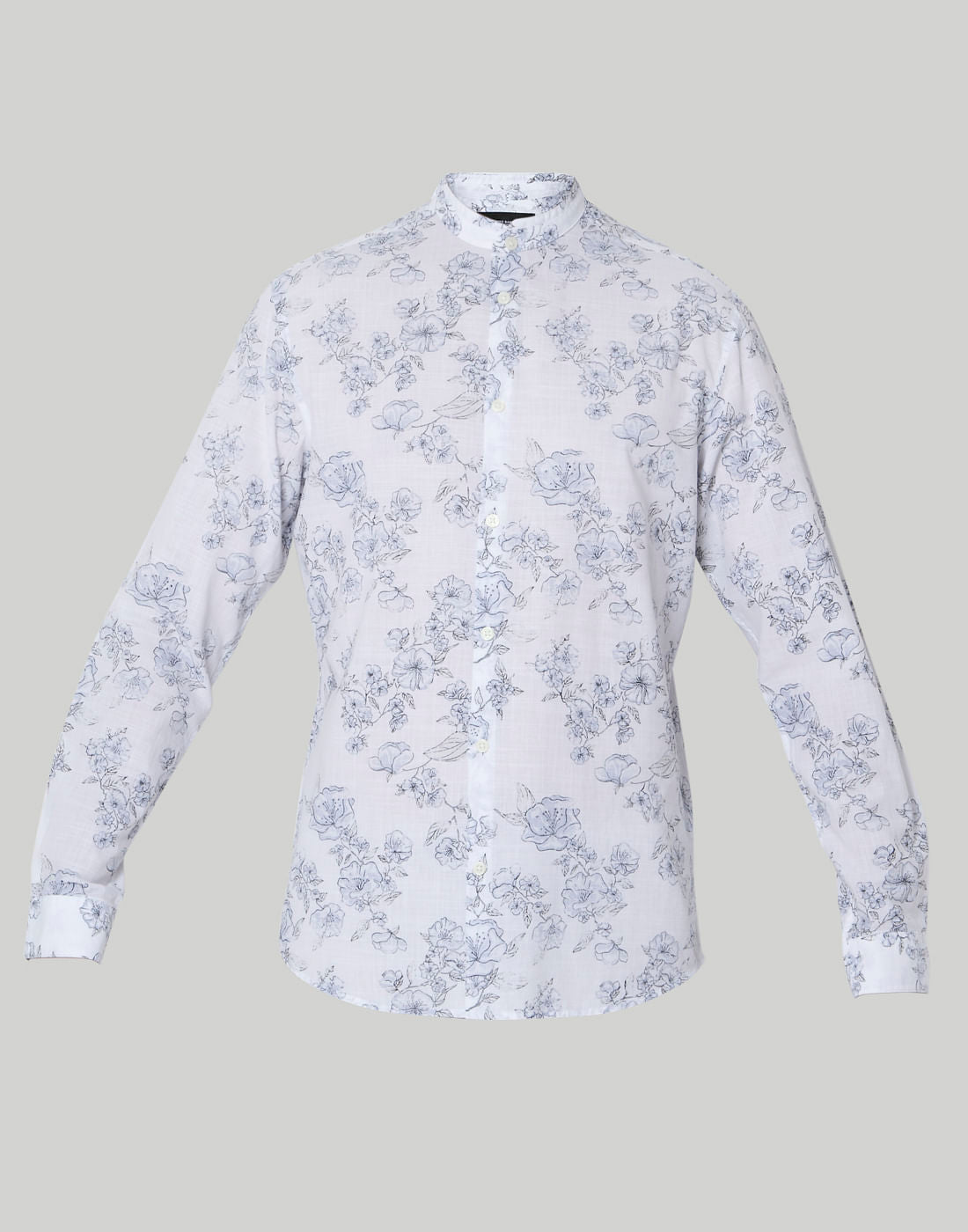 White Floral Print Full Sleeves Shirt