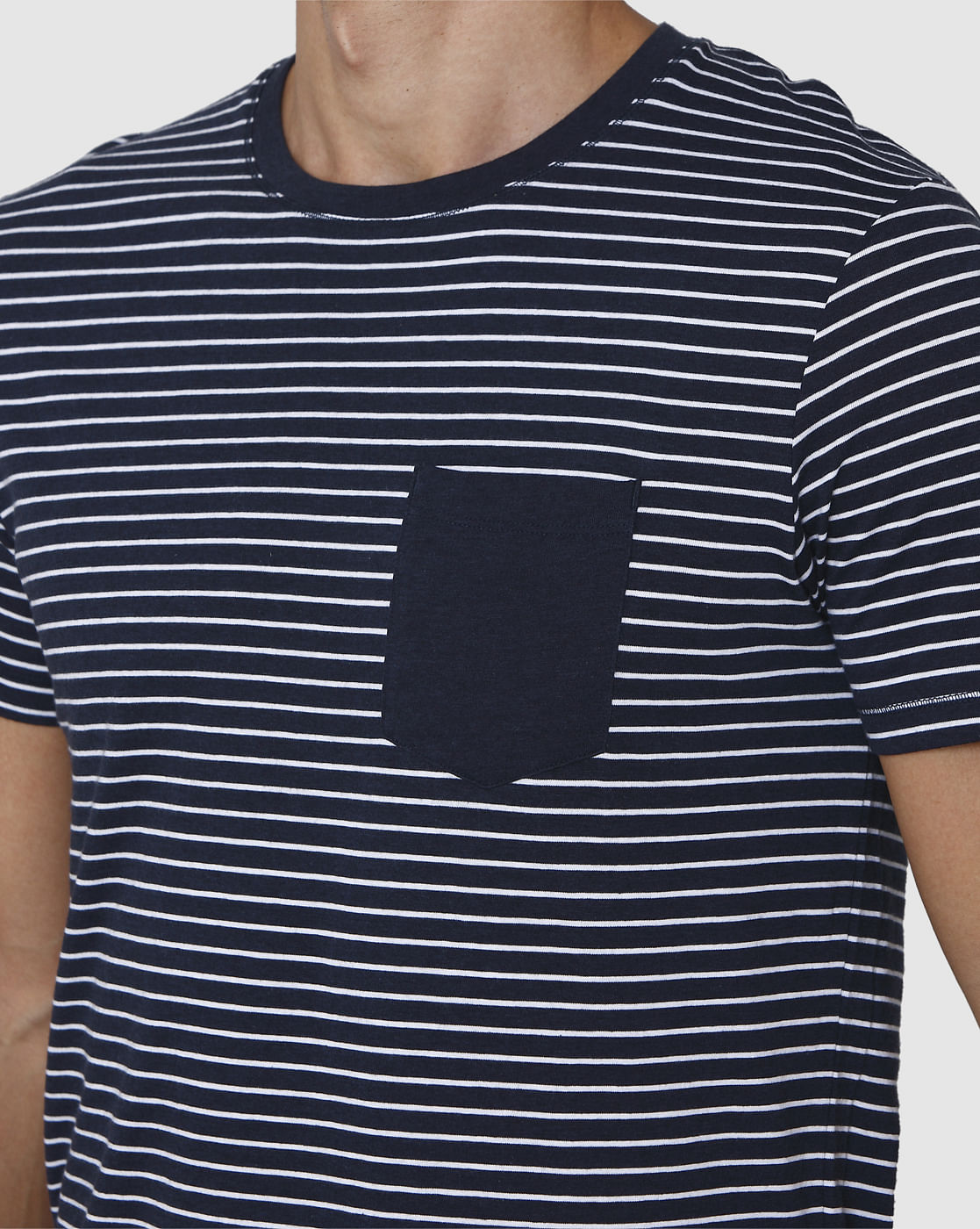 Blue Striped Crew Neck T-Shirt