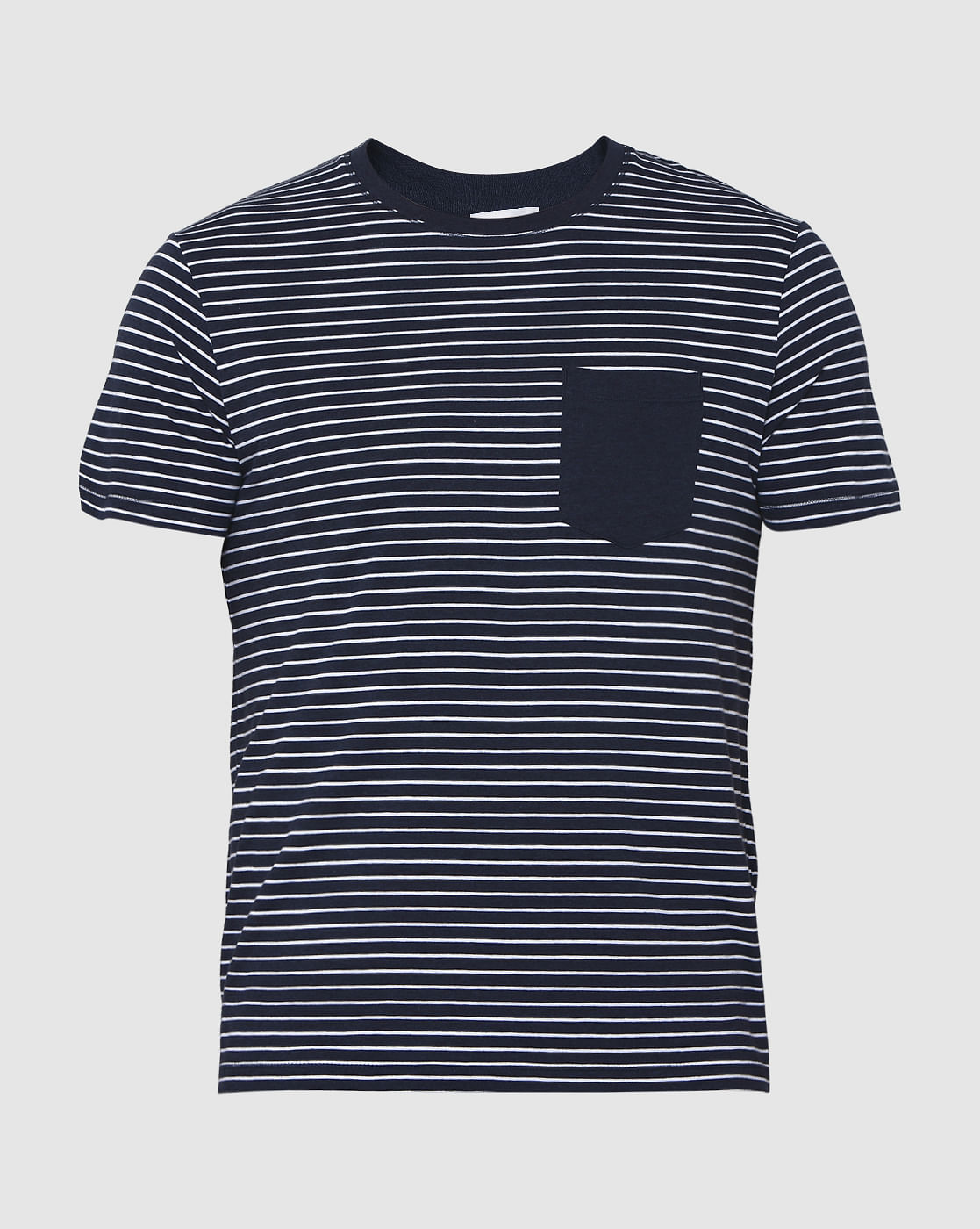 Blue Striped Crew Neck T-Shirt