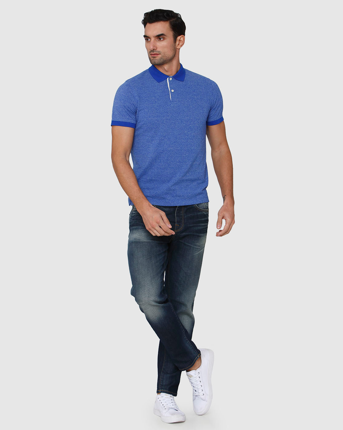 Blue Polo Neck T-Shirt