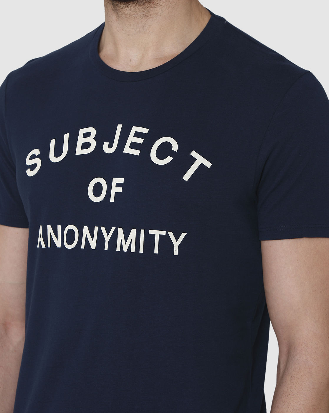 Blue Printed Crew Neck T-Shirt