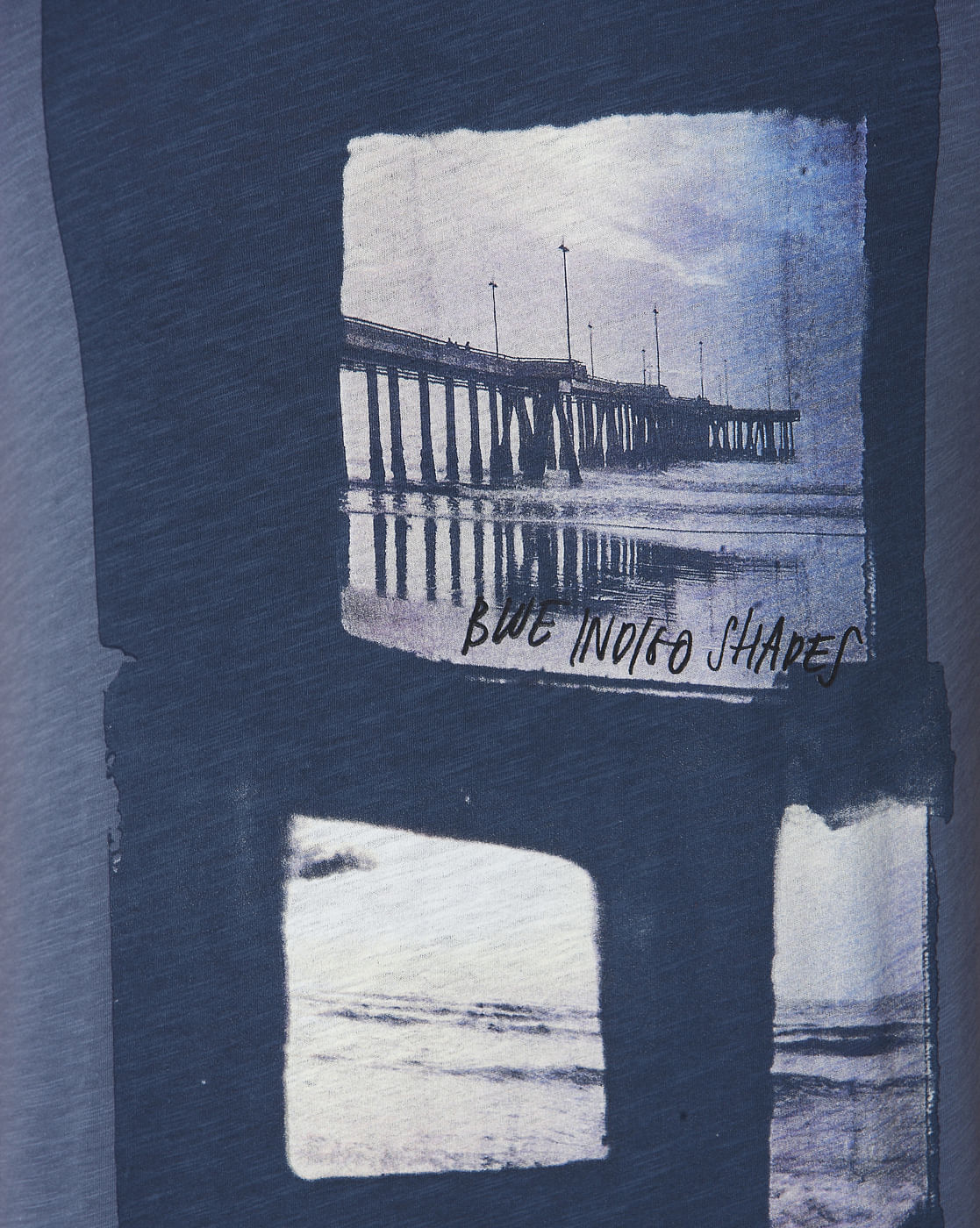 Blue Printed Crew Neck T-Shirt