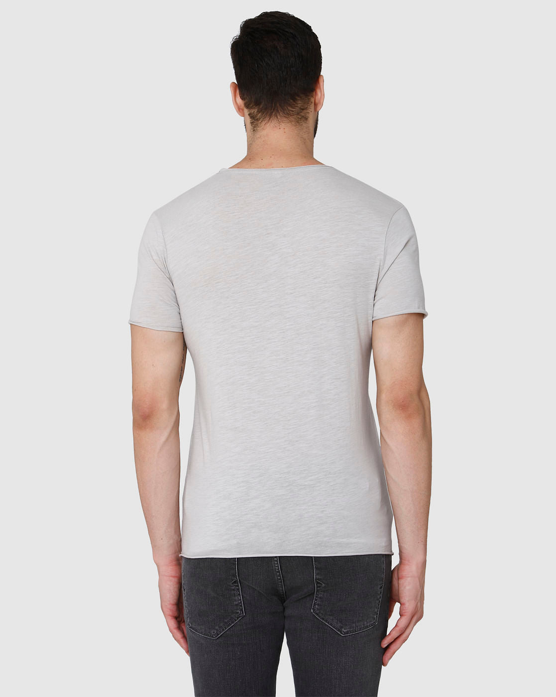 Grey Printed Crew Neck T-Shirt