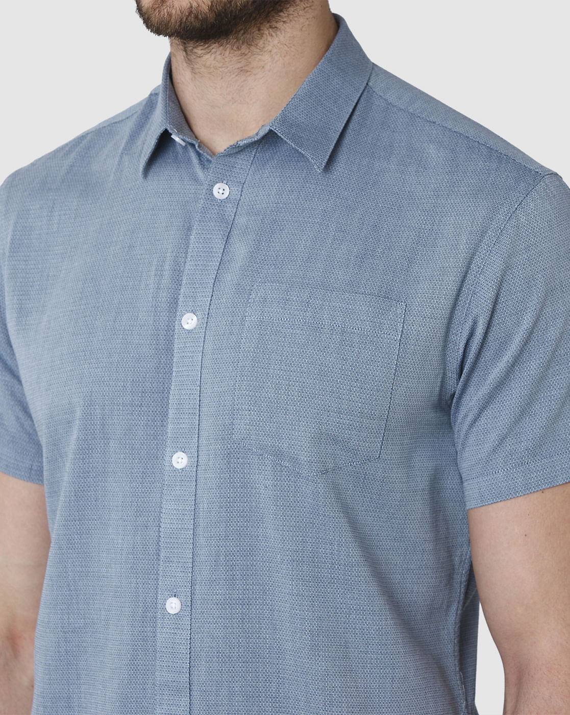 Blue Short Sleeves Shirt
