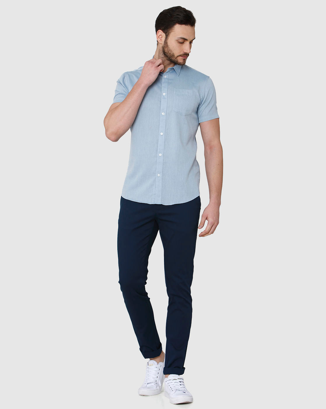 Blue Short Sleeves Shirt