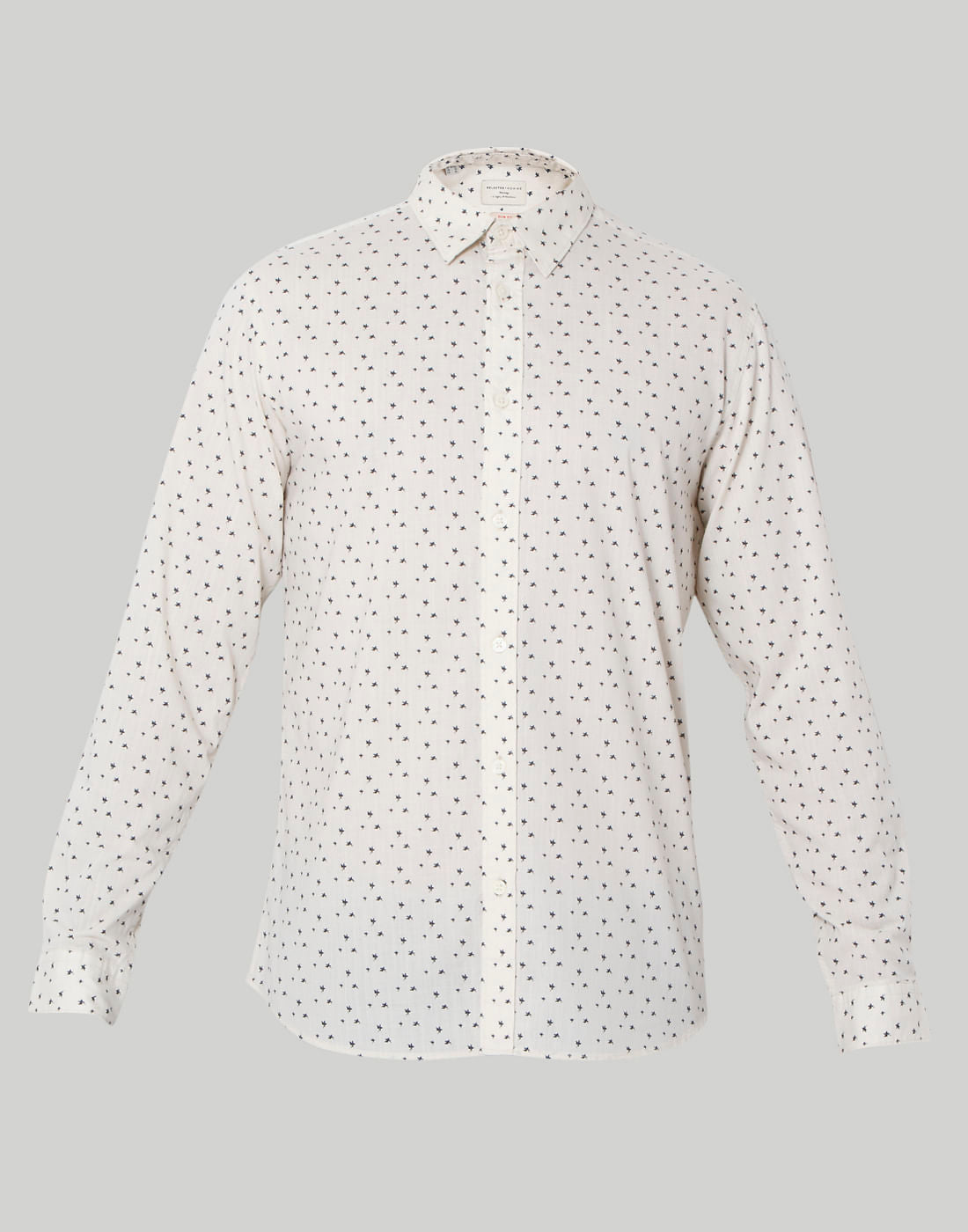 White Printed Full Sleeves Shirt