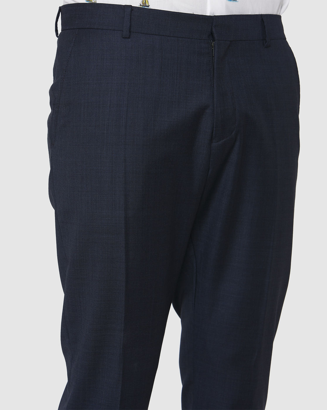 Blue Checks Slim Fit Formal Trousers