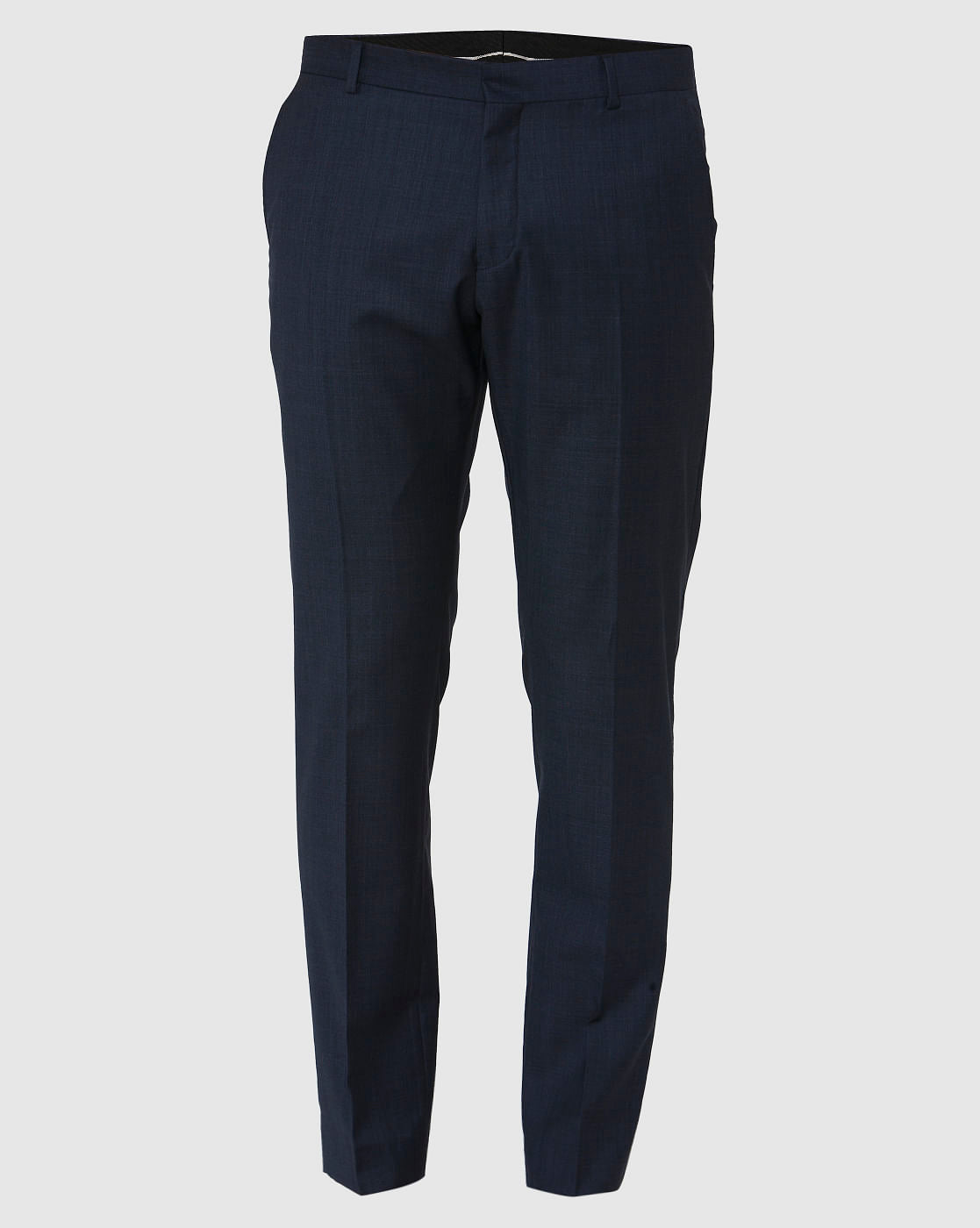 Blue Checks Slim Fit Formal Trousers