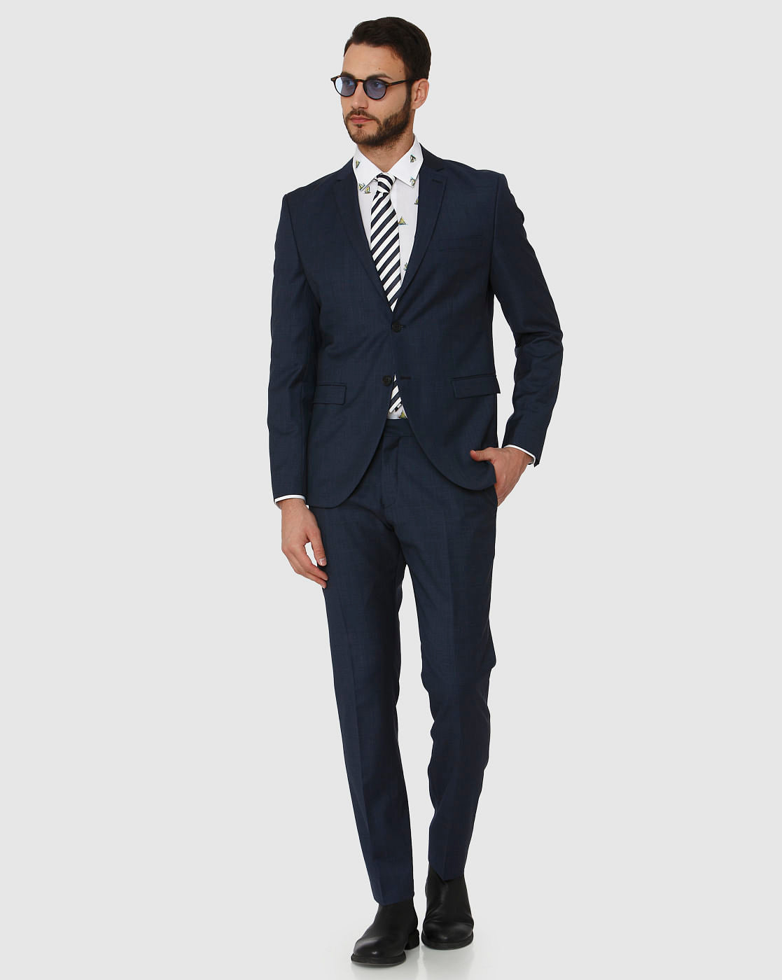 Dark Blue Double Button Slim Fit Formal Blazer