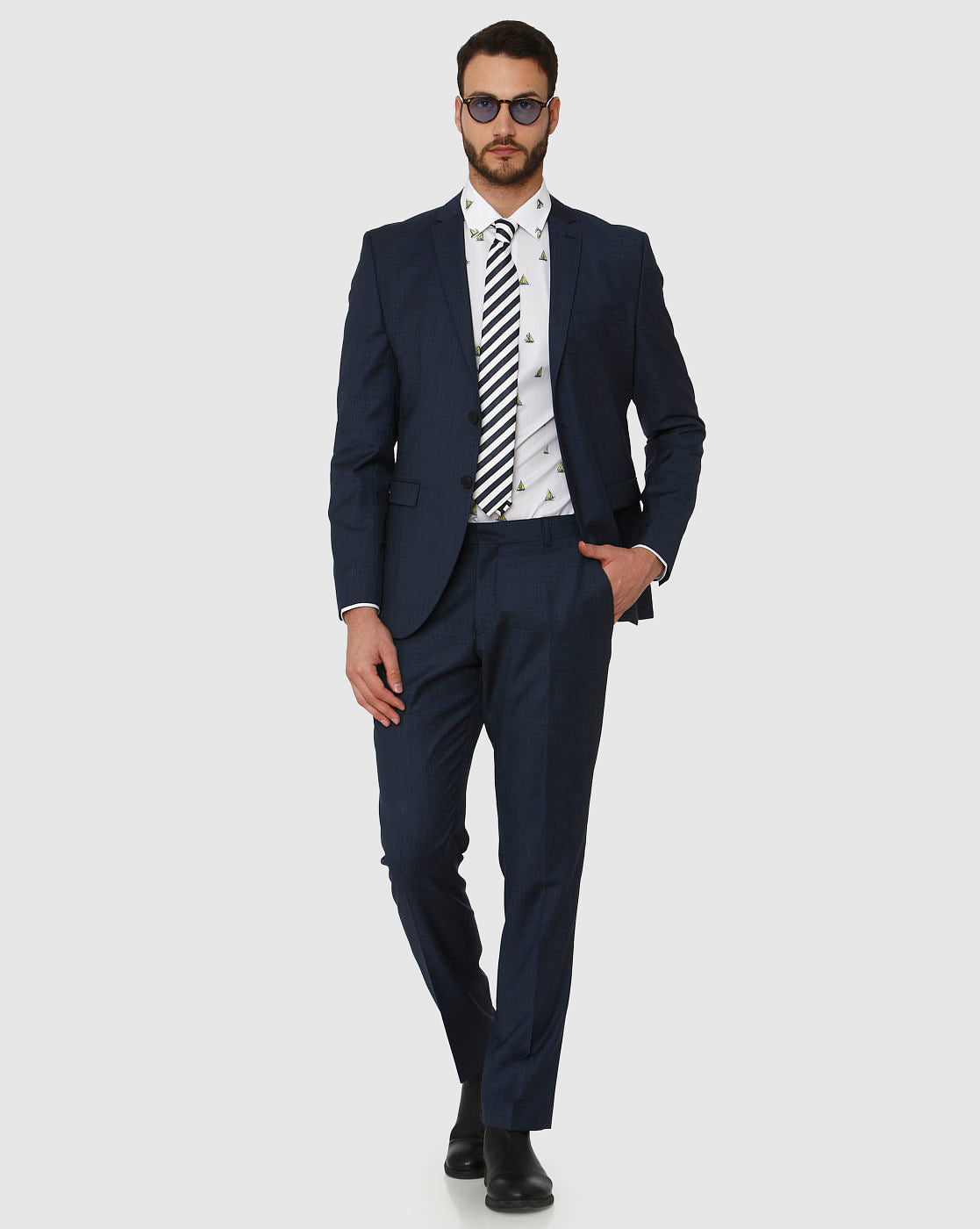 Dark Blue Double Button Slim Fit Formal Blazer
