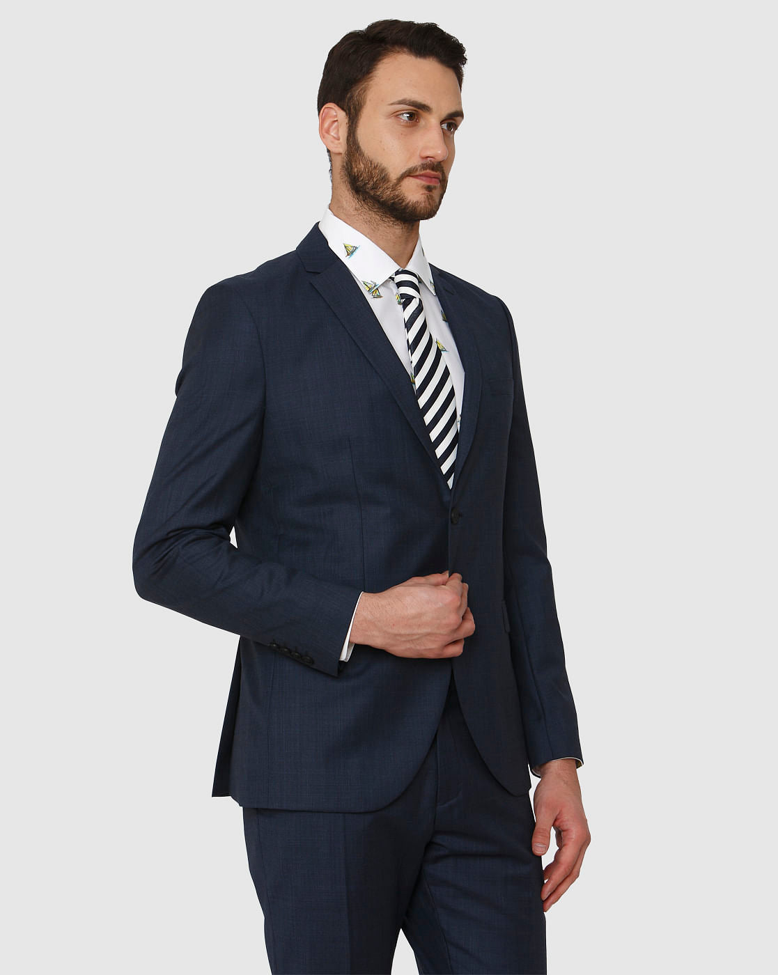 Dark Blue Double Button Slim Fit Formal Blazer