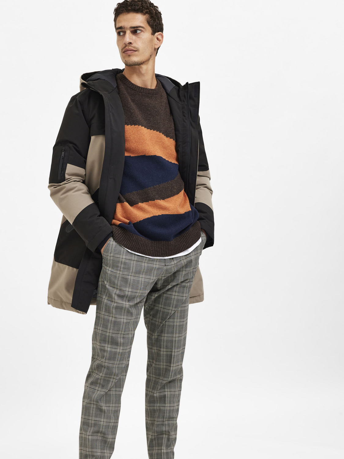 Dark Brown Printed Pullover