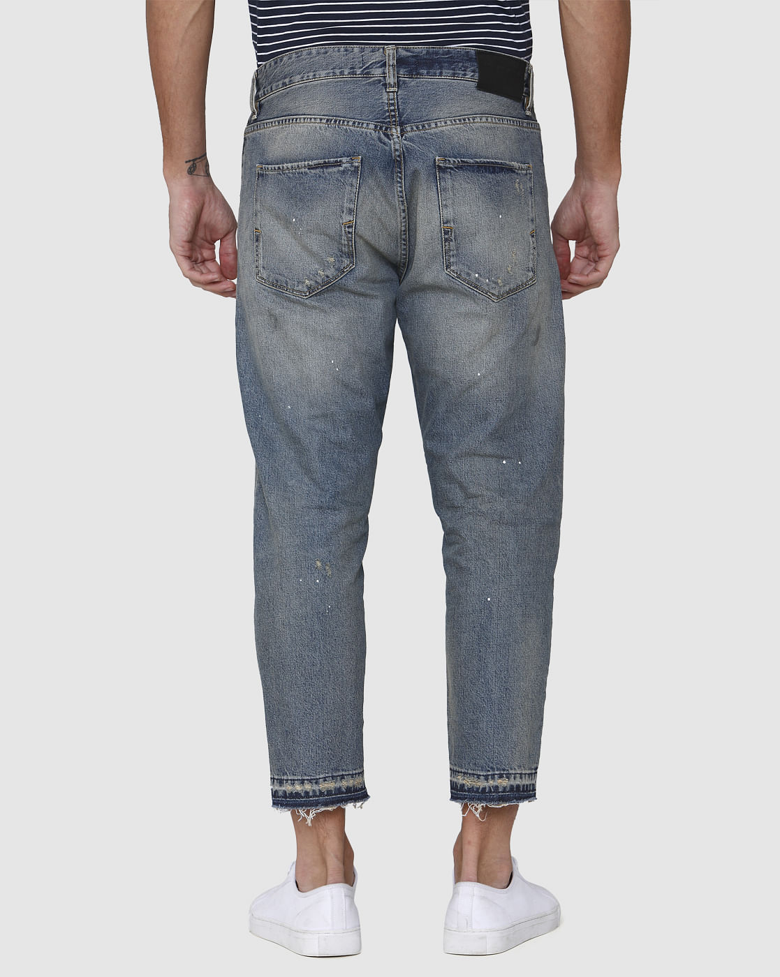 Blue Distressed Regular Fit Jeans