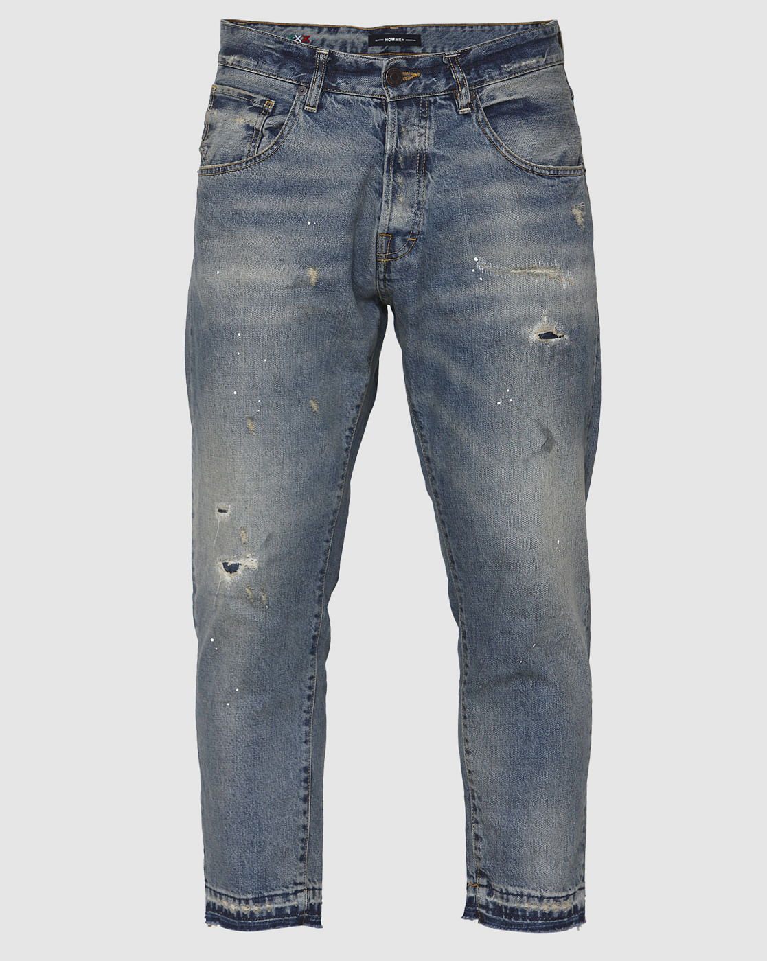 Blue Distressed Regular Fit Jeans