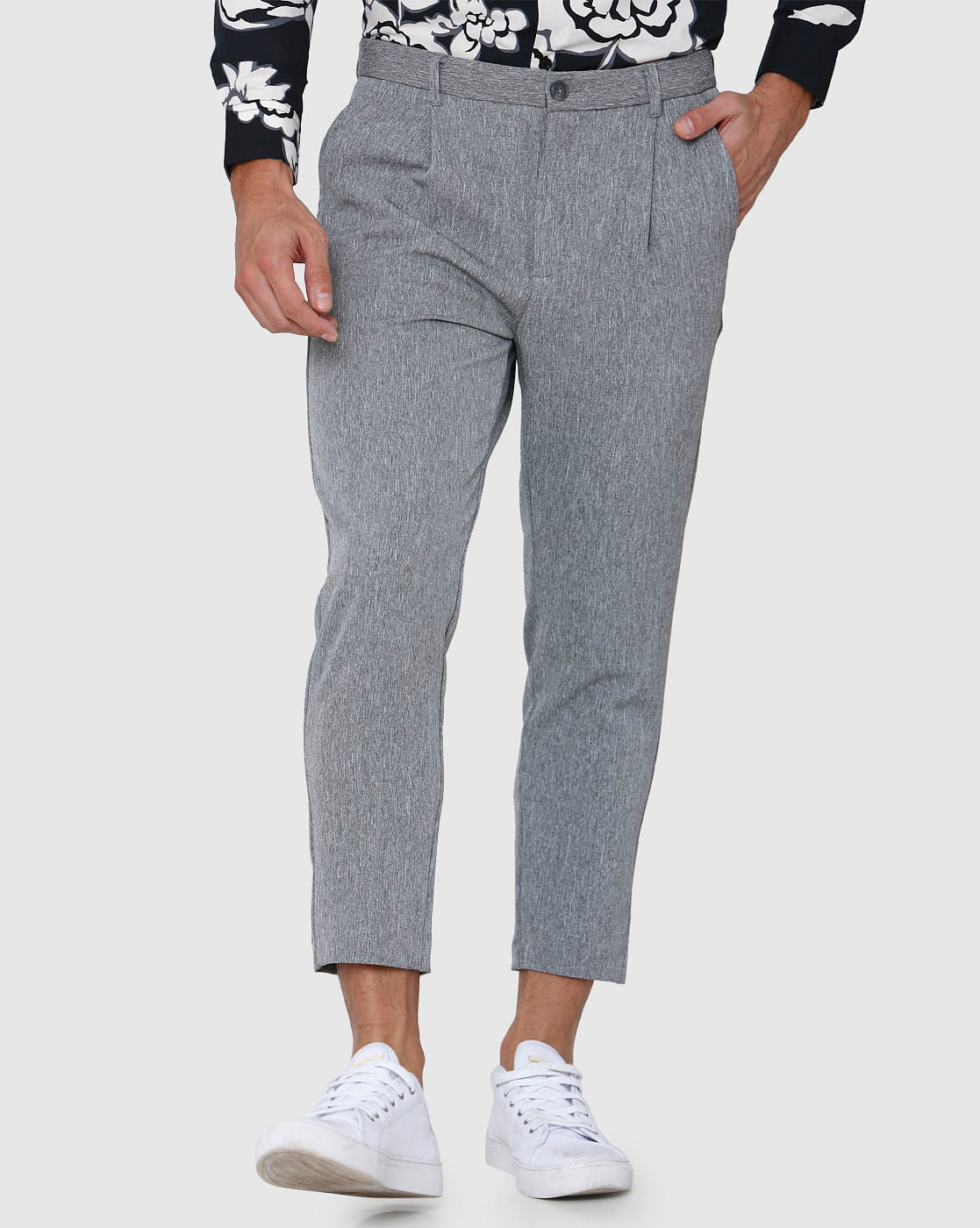 Grey Tapered Fit Pants