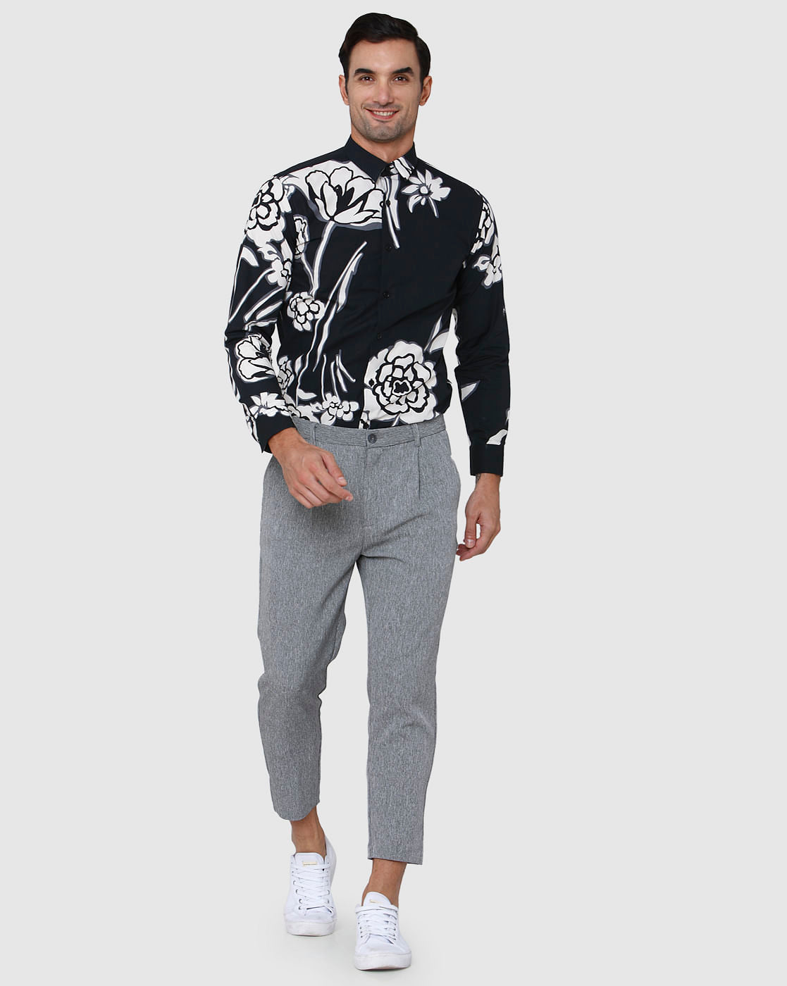 Grey Tapered Fit Pants