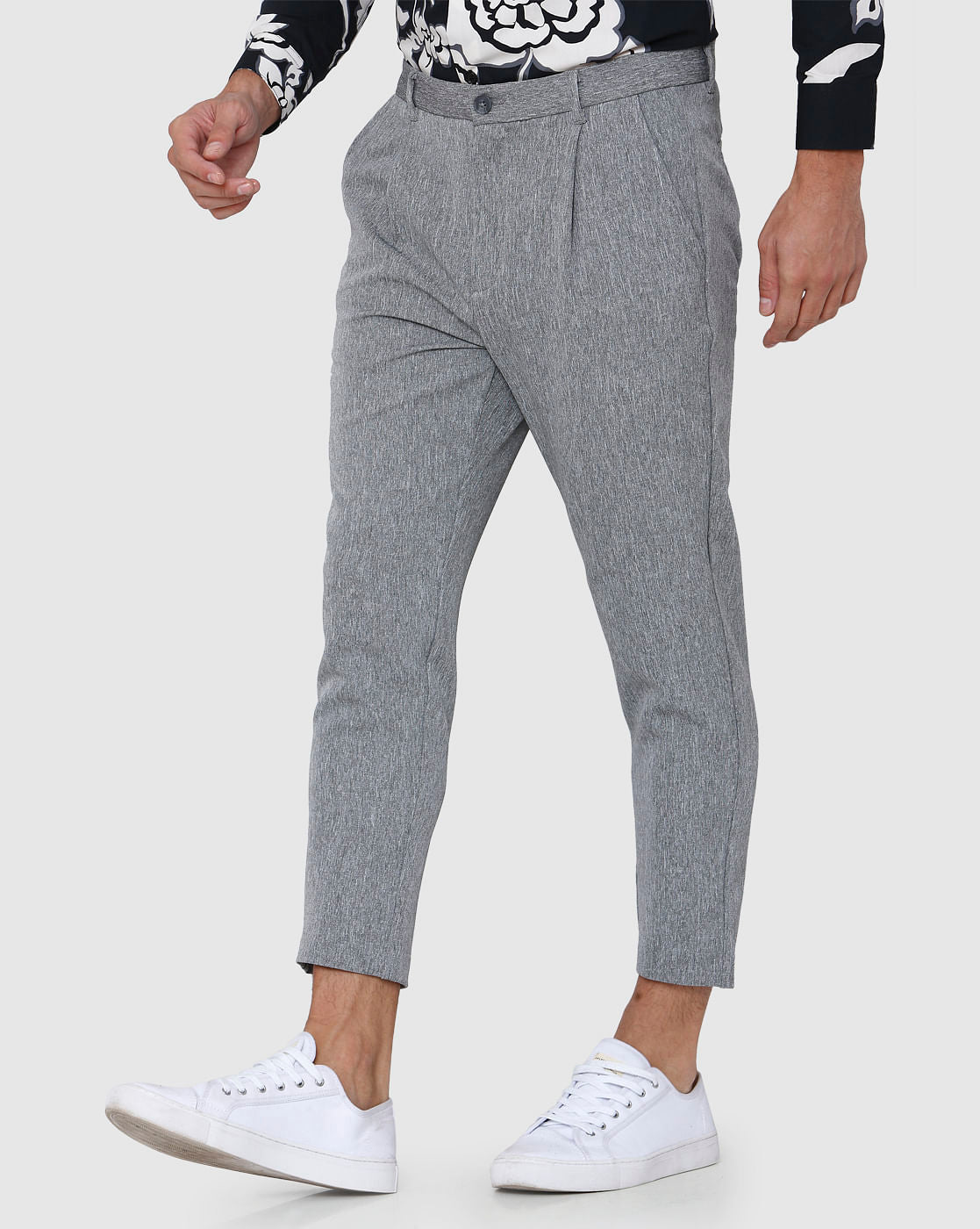 Grey Tapered Fit Pants