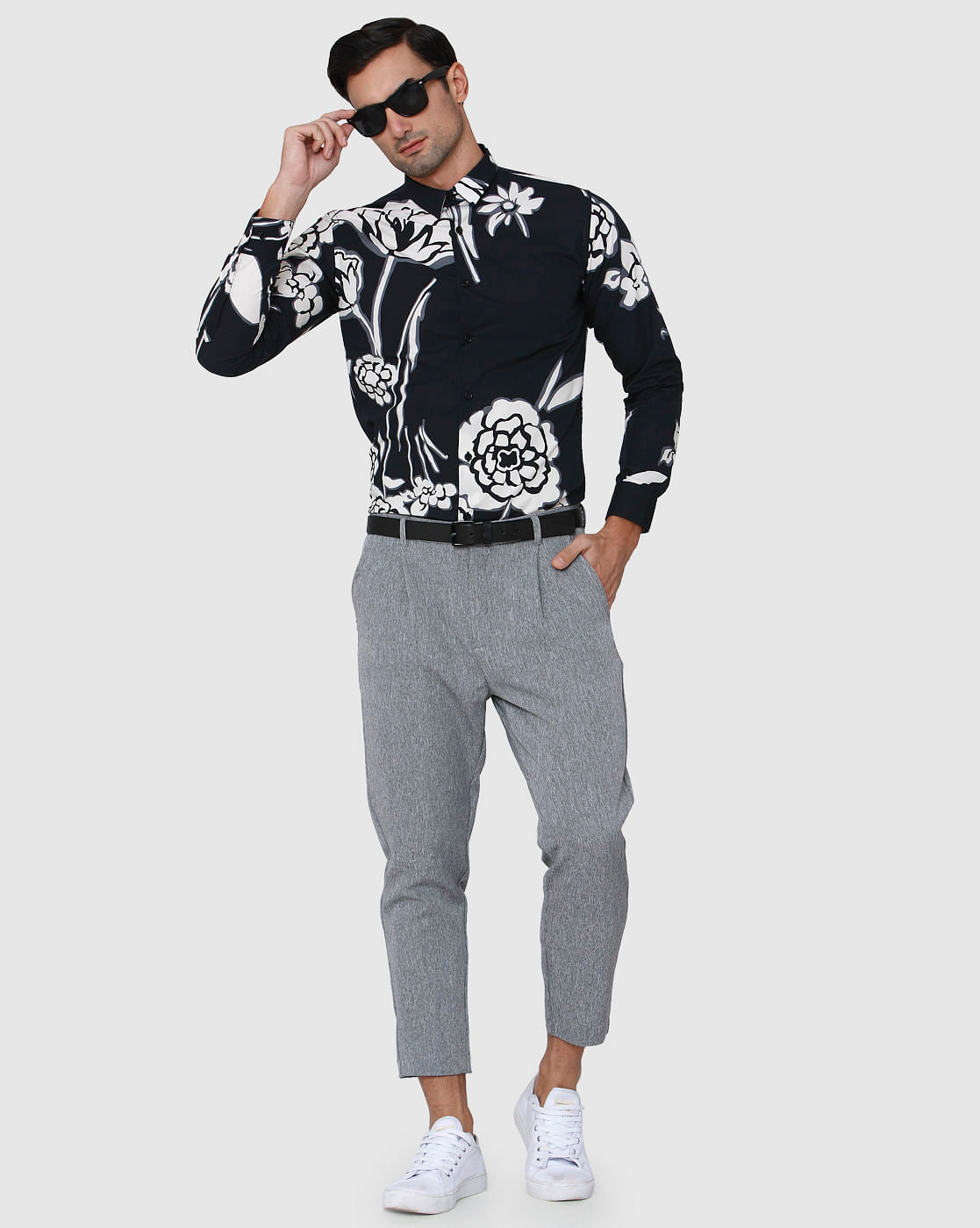 Grey Tapered Fit Pants