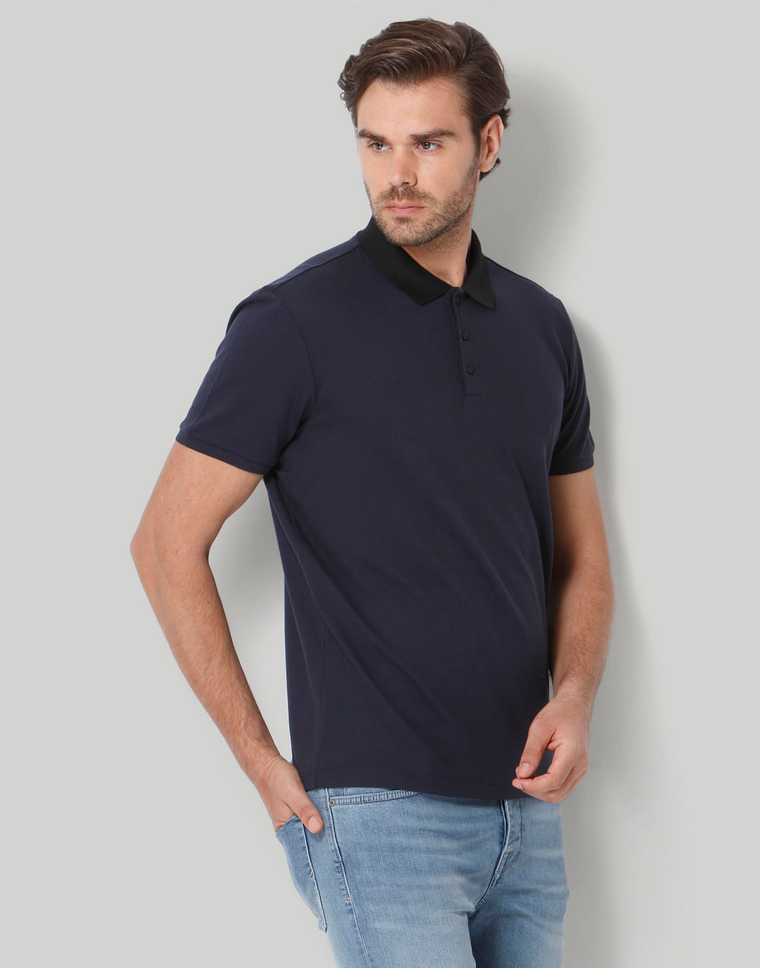 Blue Polo Neck T-Shirt