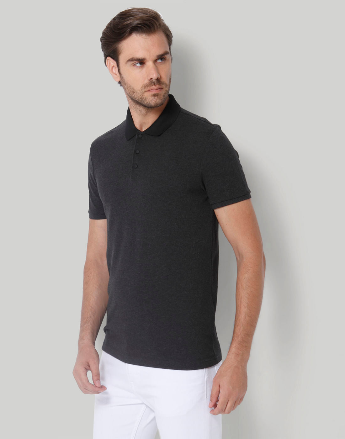 Grey Polo Neck T-Shirt