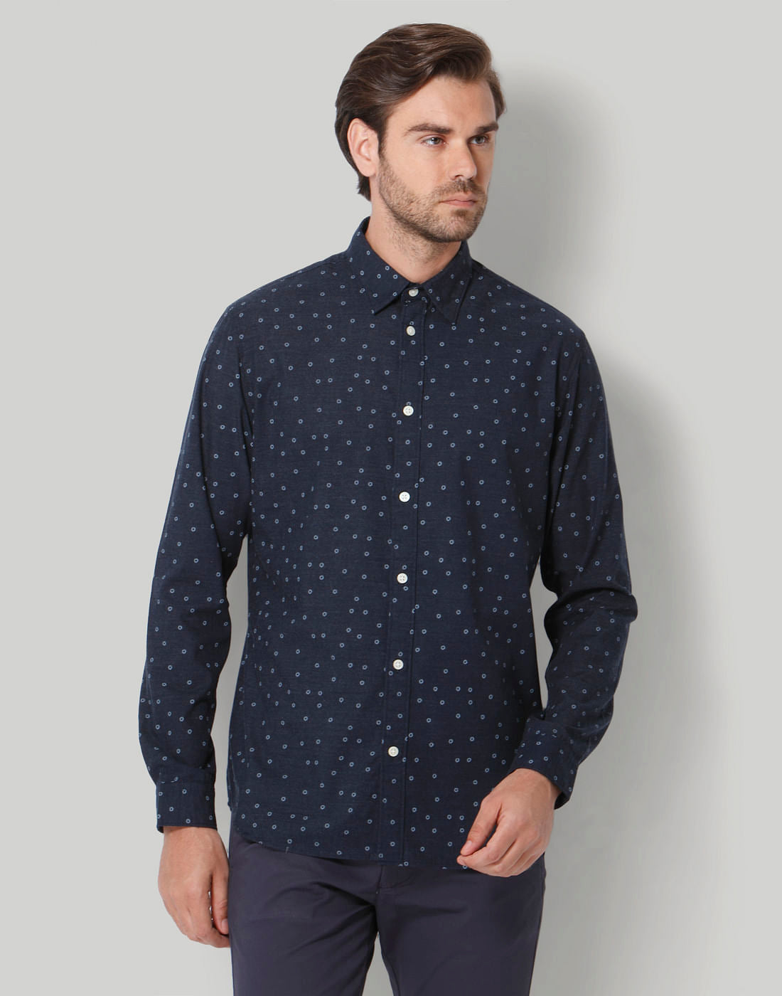 Blue Printed Full Sleeves Shirt