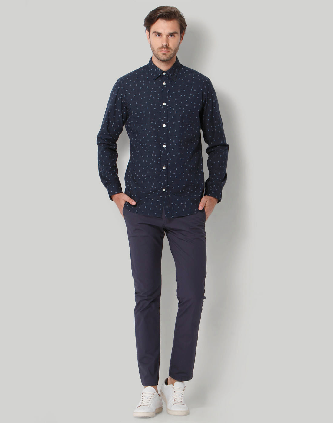 Blue Printed Full Sleeves Shirt