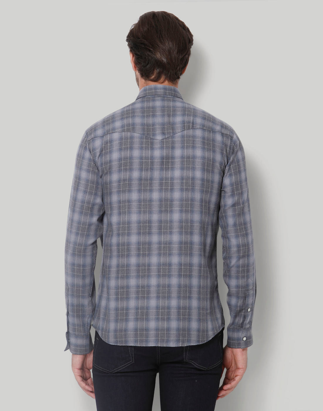 Grey Check Full Sleeves Shirt