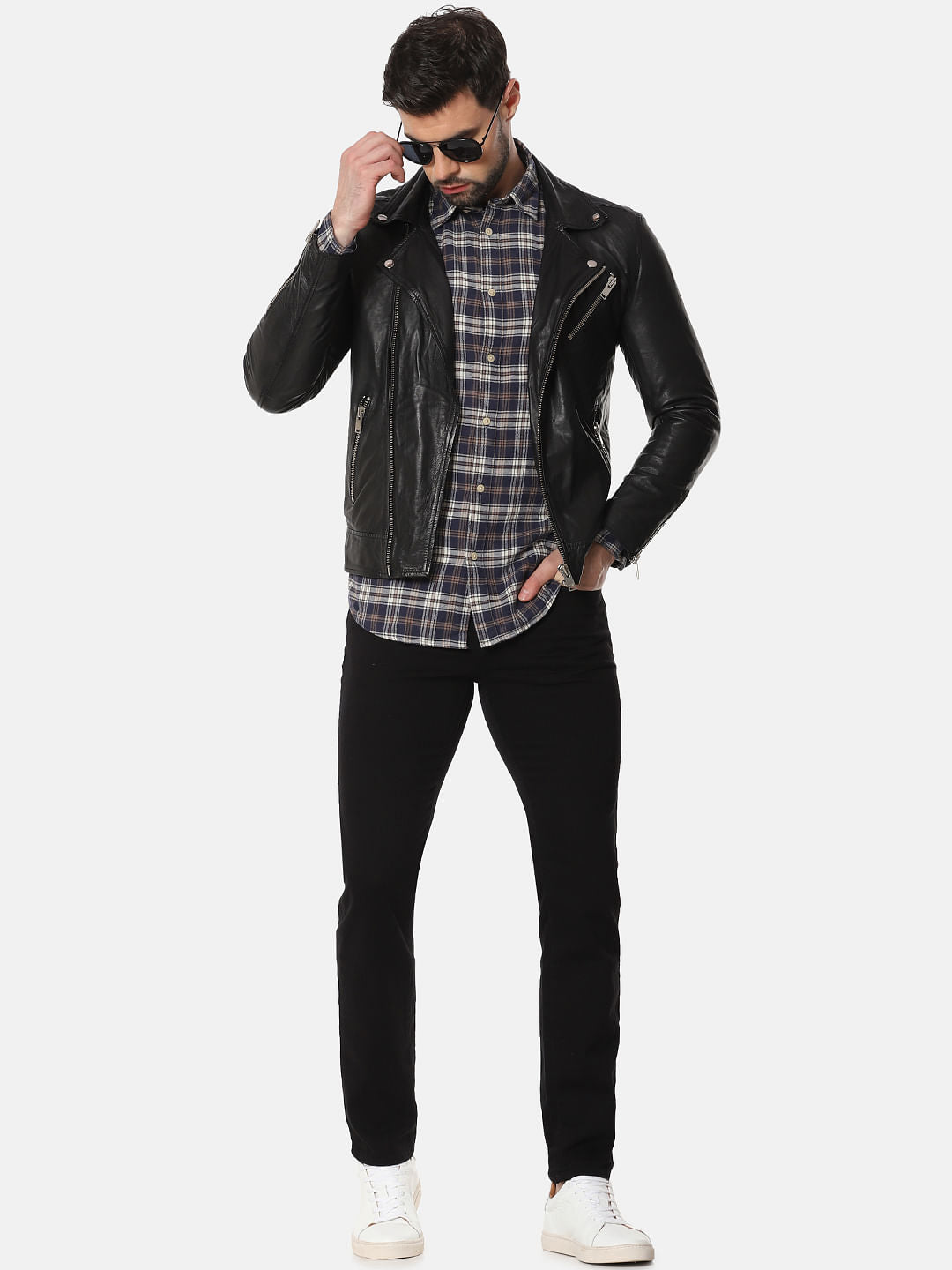 Black Mid Rise Leon Slim Fit Jeans