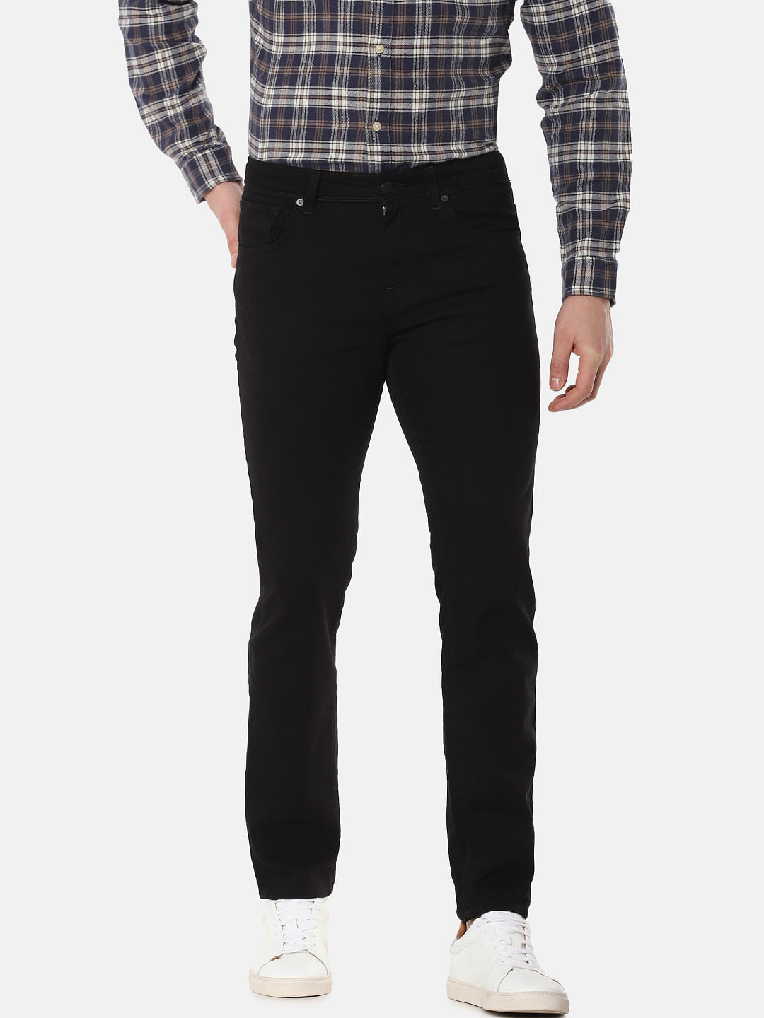 Black Mid Rise Leon Slim Fit Jeans