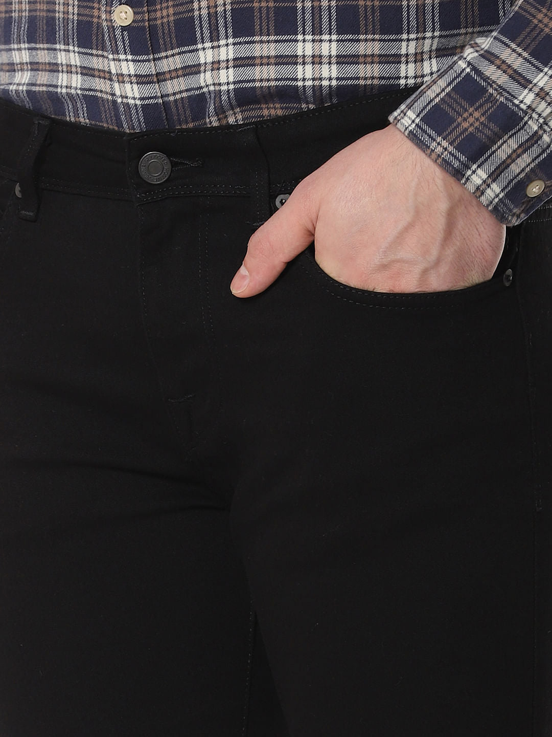 Black Mid Rise Leon Slim Fit Jeans