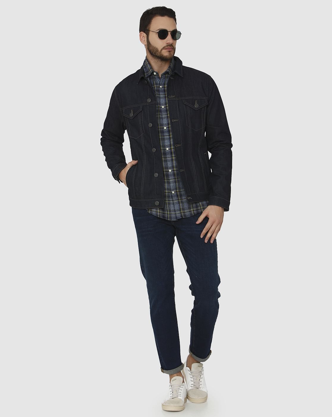 Dark Blue Mid Rise Scott Straight Fit Jeans