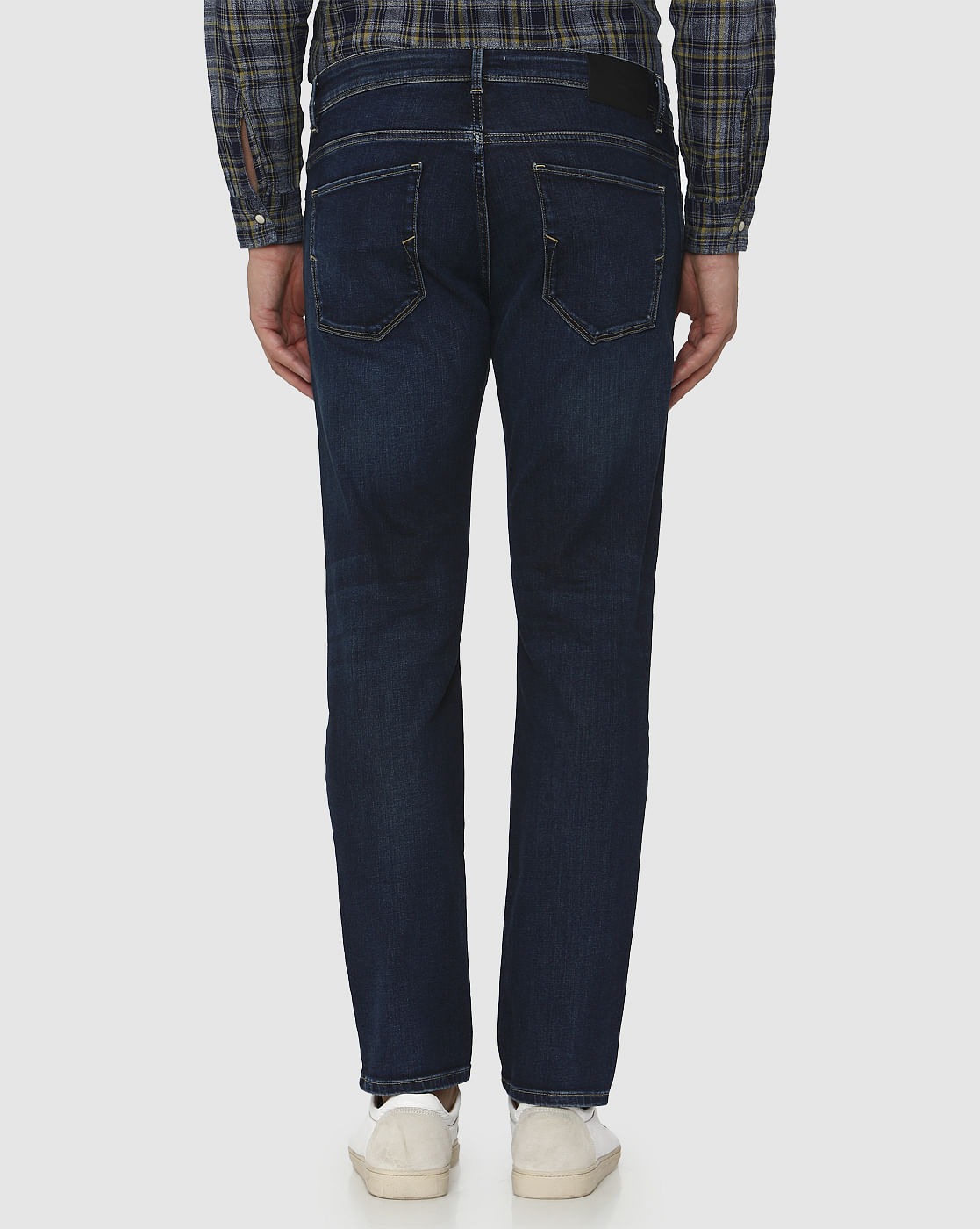 Dark Blue Mid Rise Scott Straight Fit Jeans