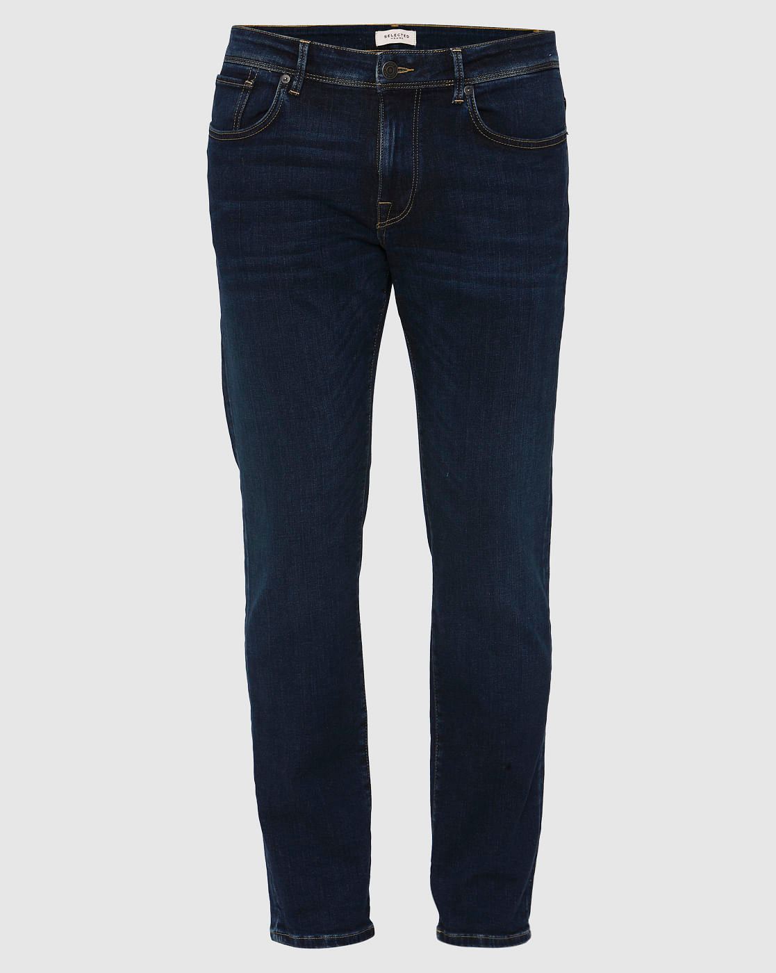 Dark Blue Mid Rise Scott Straight Fit Jeans