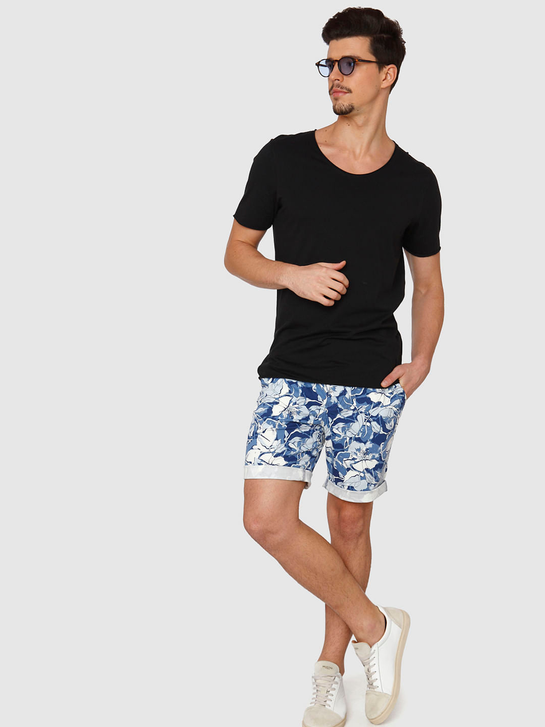 Black Raw Edge Crew Neck T-Shirt