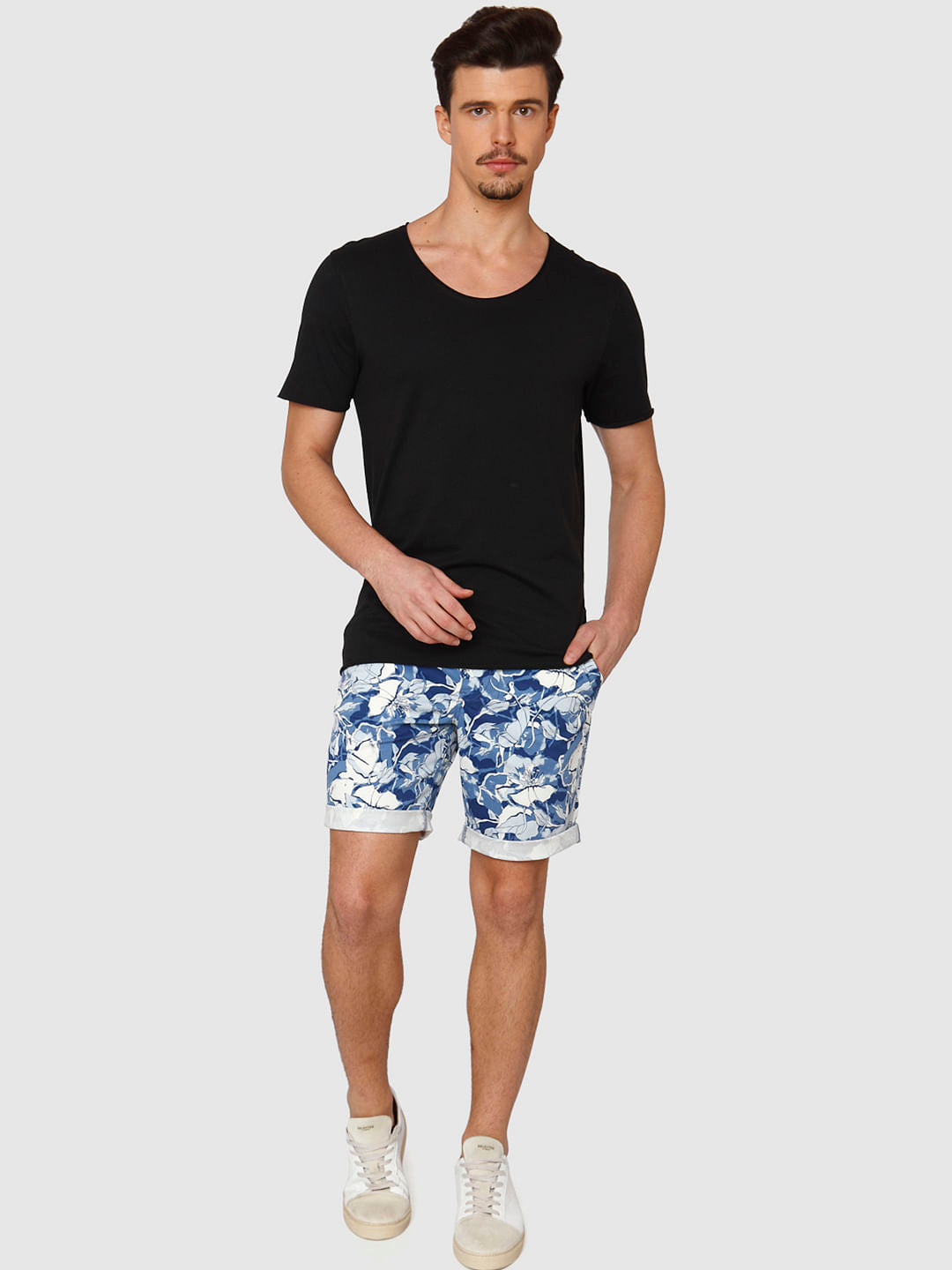 Black Raw Edge Crew Neck T-Shirt