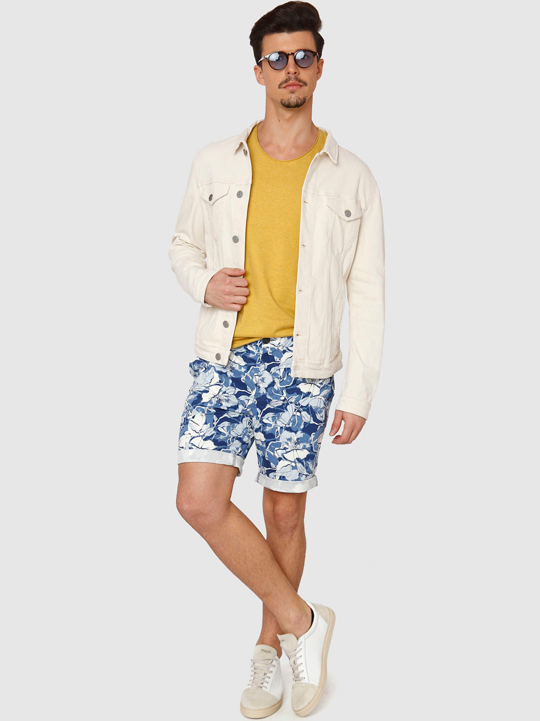 Yellow Raw Edge Crew Neck T-Shirt