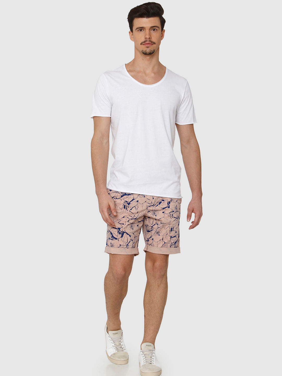 White Raw Edge Crew Neck T-Shirt