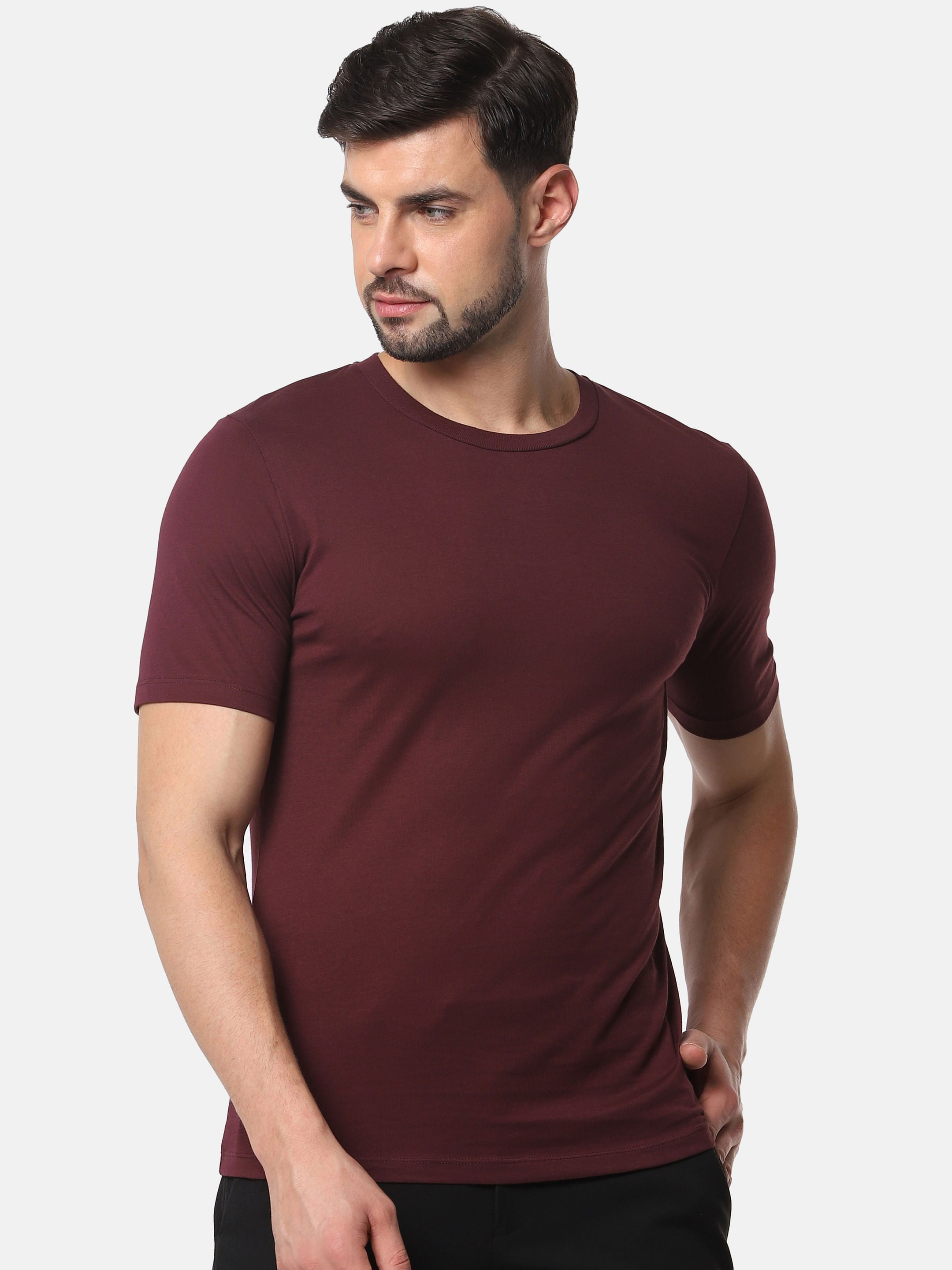 Burgundy Slim Fit Crew Neck T-Shirt