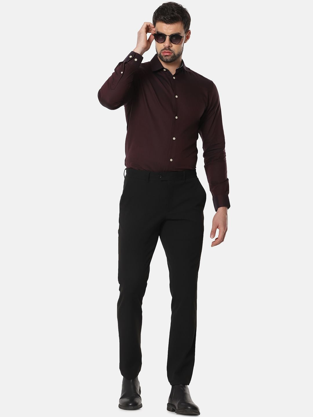 Burgundy Formal Full Sleeves Shirt