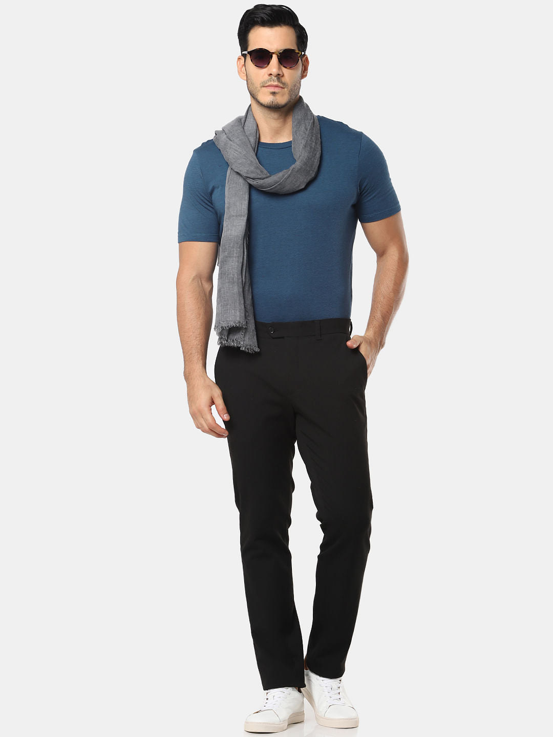 Teal Blue Slim Fit Crew Neck T-Shirt