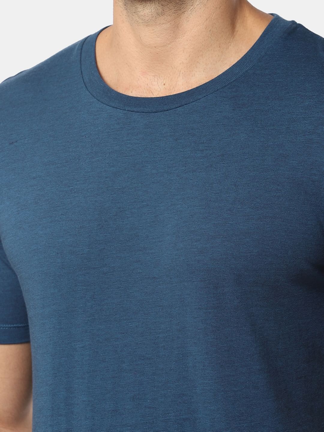 Teal Blue Slim Fit Crew Neck T-Shirt