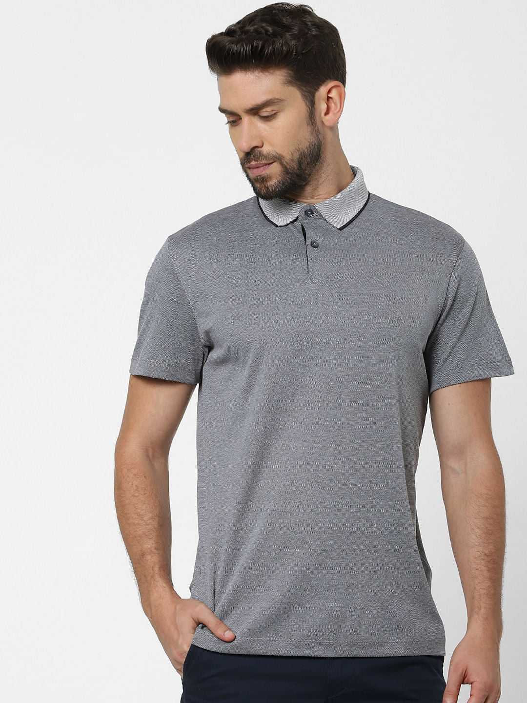Grey Polo Neck T-Shirt
