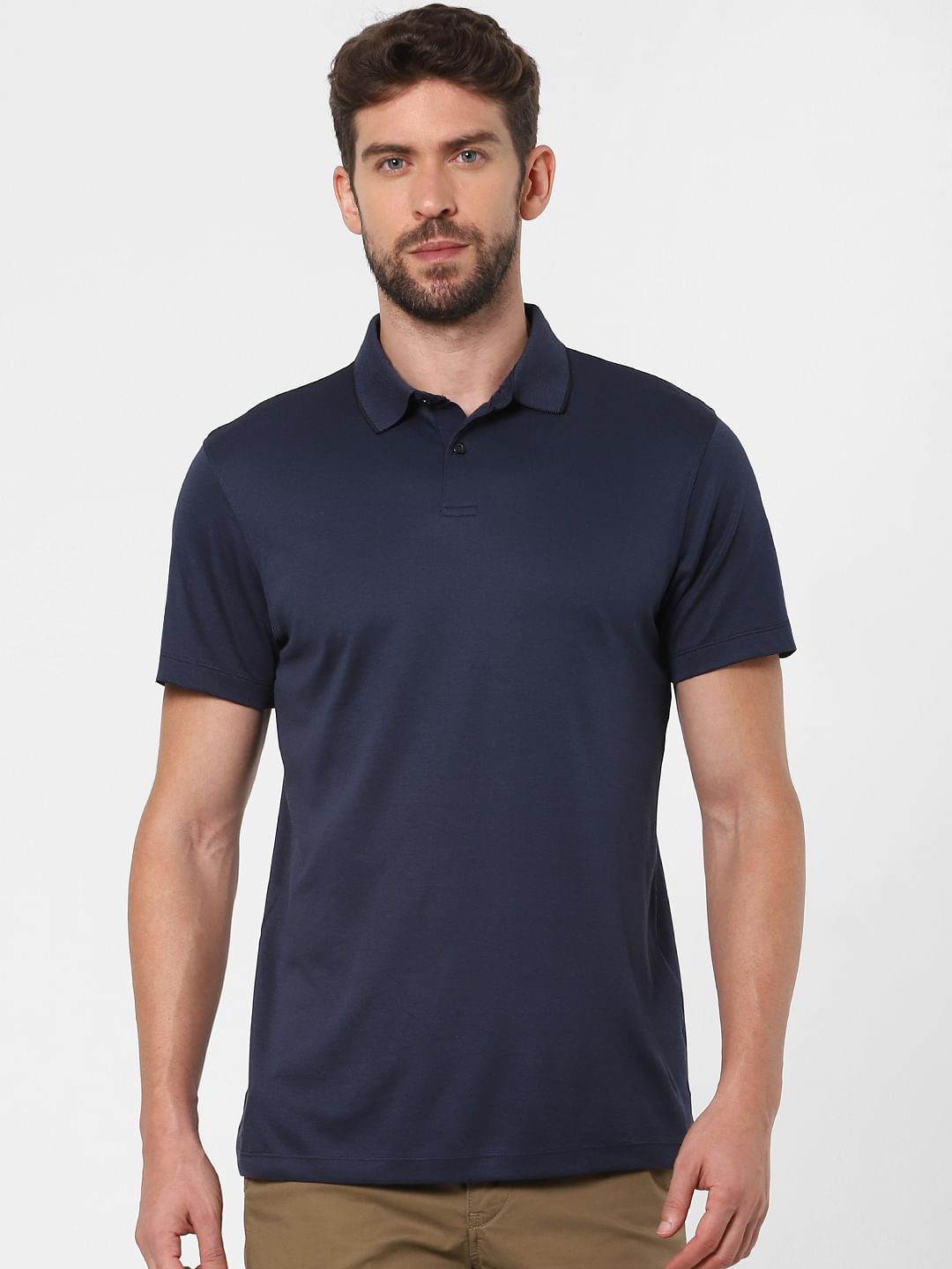 Navy Blue Polo Neck T-Shirt