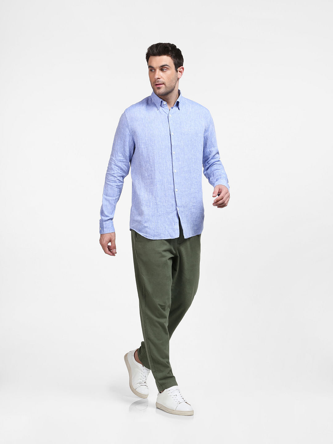 Blue Linen Full Sleeves Shirt
