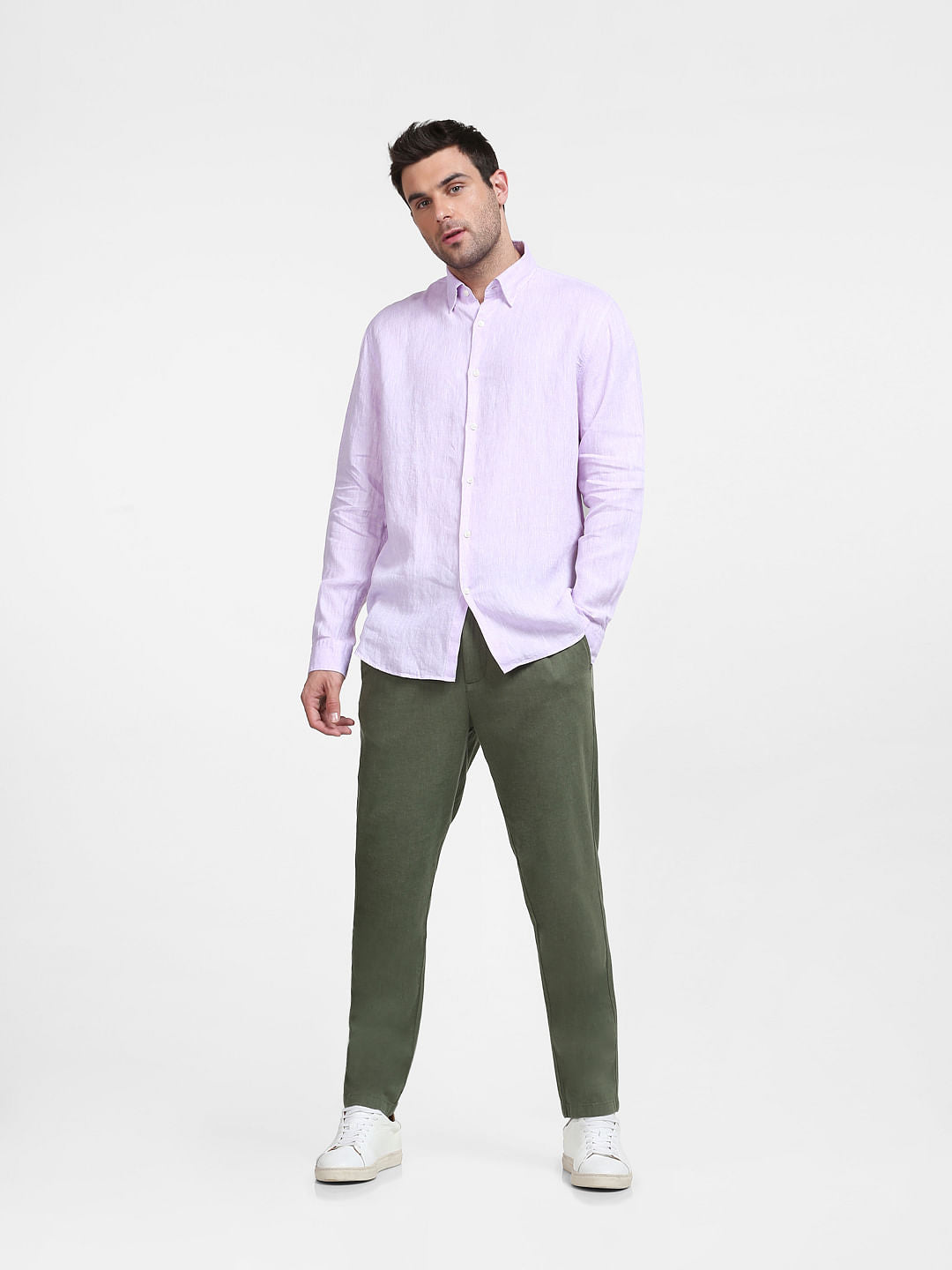 Pink Linen Full Sleeves Shirt