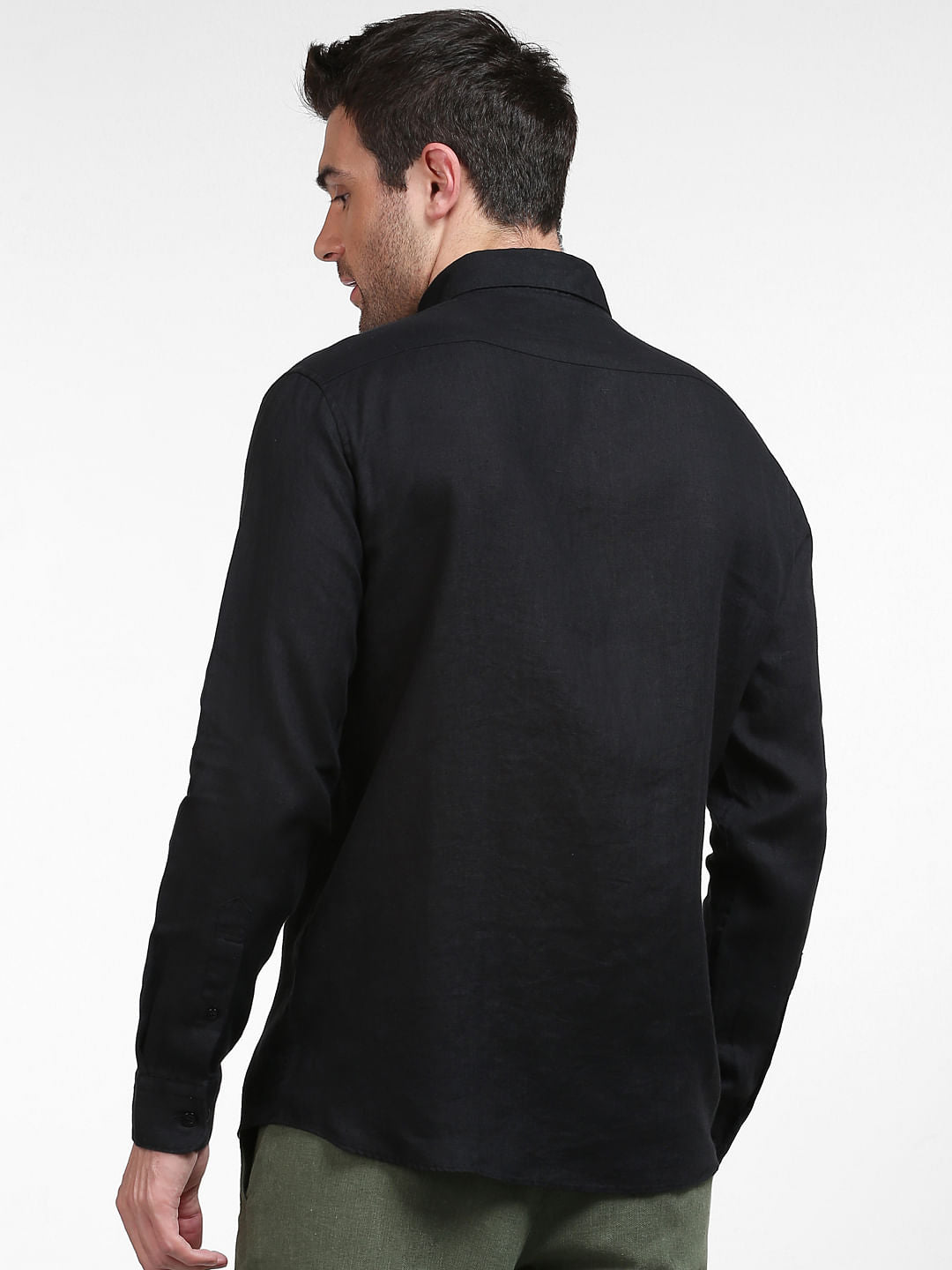 Black Linen Full Sleeves Shirt