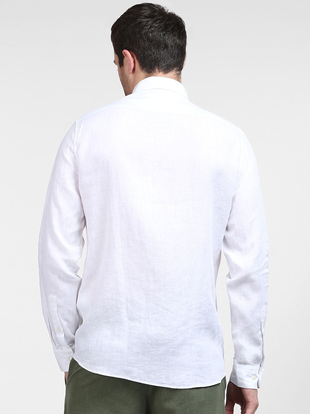 White Linen Full Sleeves Shirt