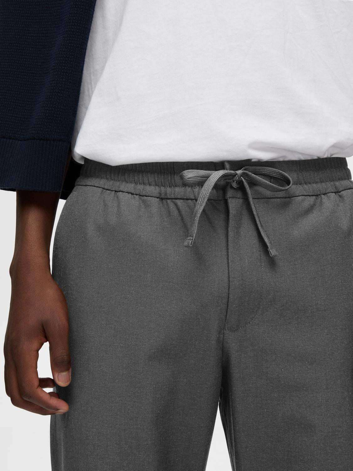 Grey Drawstring Straight Fit Pants